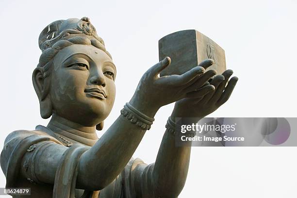 statue near tian tan buddha - mosteiro de po lin imagens e fotografias de stock