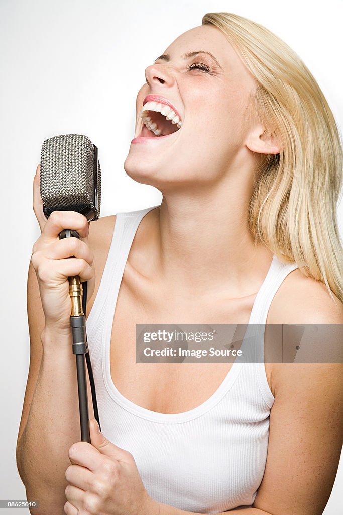 A young woman singing