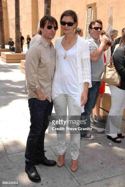 Actors Tom Cruise and Katie Holmes attend the ceremony honoring Cameron Diaz with a star on The Hollywood Walk of Fame on June 22, 2009 in Hollywood,...