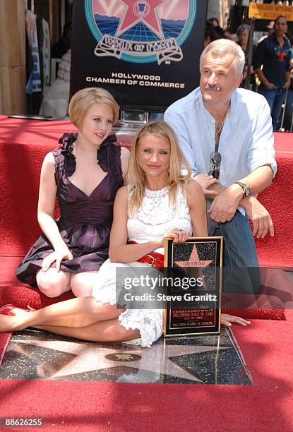 Actresses Sofia Vassilieva, Cameron Diaz and director Nick Cassavetes attend the ceremony honoring Cameron Diaz with a star on The Hollywood Walk of...