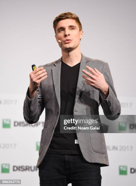 Philip Eller of Blik speaks at TechCrunch Disrupt Berlin 2017 at Arena Berlin on December 5, 2017 in