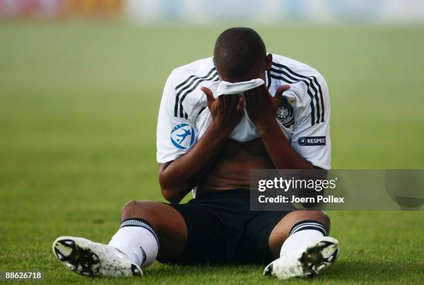 Jerome Boateng of Germany is seen during the UEFA U21 Championship Group B match between Germany and England at the Oerjans vall stadium on June 22,...