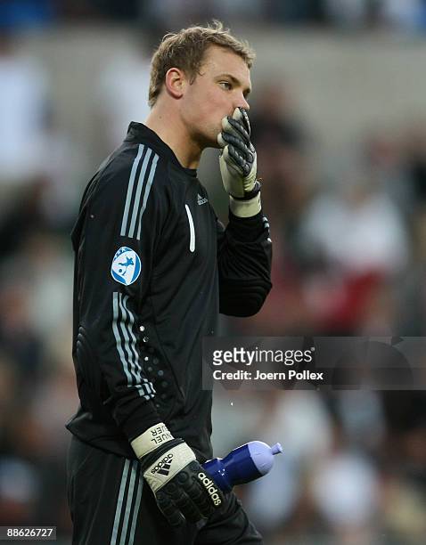 Goal keeper Manuel Neuer of Germany is seen during the UEFA U21 Championship Group B match between Germany and England at the Oerjans vall stadium on...