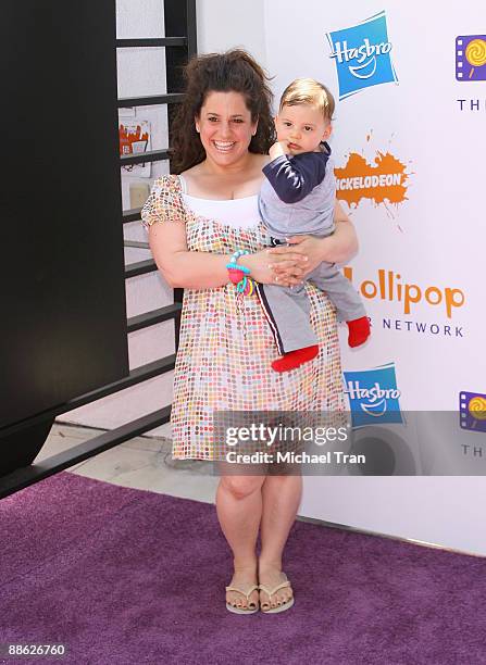 Marissa Jaret Winokur and son Zev Issac Miller arrive to the "Game Day" presented by the Lollipop Theater Network held a Nickelodeon Animation...