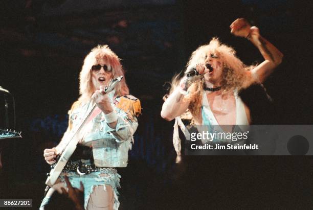 French and Dee Snider of Twisted Sister perform in Minnesota in 1986.