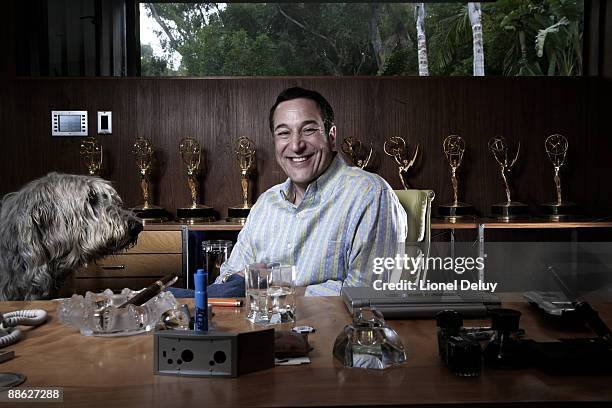 American television producer and writer, one of the original developers of "The Simpsons", is photographed in his home office for Perfect 10 Magazine.