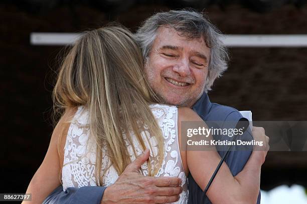 Actress Cameron Diaz and director Curtis Hanson attend the ceremony honoring Cameron Diaz with a star on The Hollywood Walk of Fame on June 22, 2009...