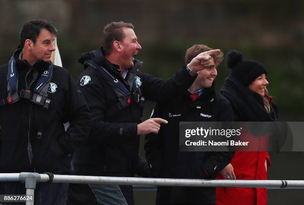 Umpire Sir Matthew Pinsent looks on prior to the Cambridge University Womens Boat Club race during The Cancer Research UK Boat Race Trial 8s on...