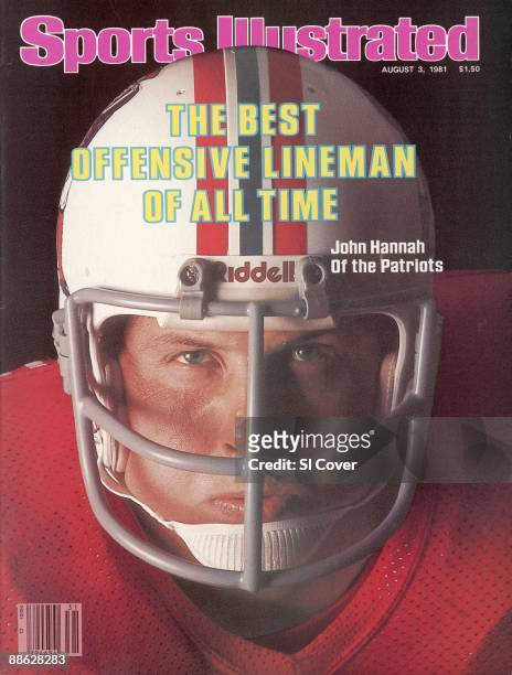August 3, 1981 Sports Illustrated via Getty Images Cover. Football: Closeup portrait of New England Patriots John Hannah at his home. Crossville, AL...