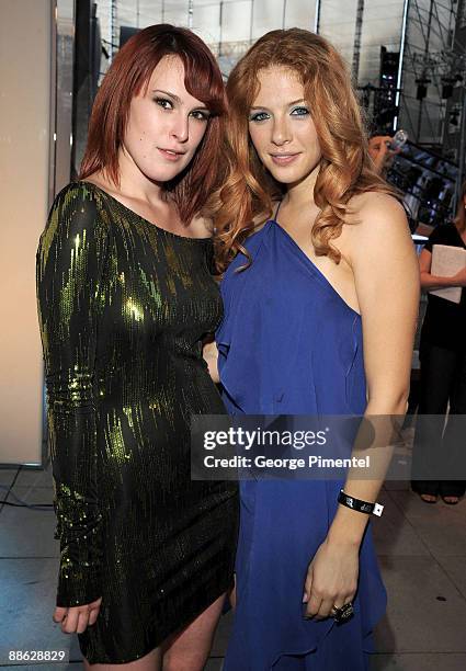 Rumer Willis and Rachelle Lefevre pose backstage at the 20th Annual MuchMusic Video Awards at the MuchMusic HQ on June 21, 2009 in Toronto, Canada.