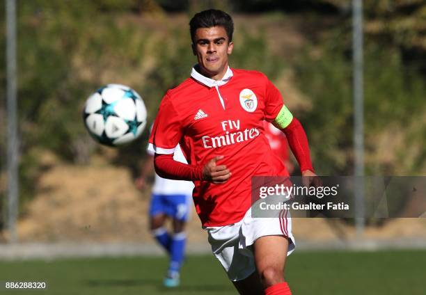 Benfica forward Joao Filipe from Portugal in action during the UEFA Youth League match between SL Benfica and FC Basel at Caixa Futebol Campus on...