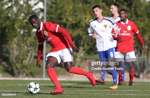 Benfica forward Mesaque Dju from Portugal in action during the UEFA Youth League match between SL Benfica and FC Basel at Caixa Futebol Campus on...