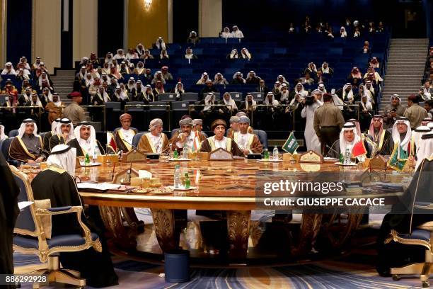 General view of the GCC leaders attending the Gulf Cooperation Council summit at Bayan palace in Kuwait City on December 5, 2017. The Gulf...