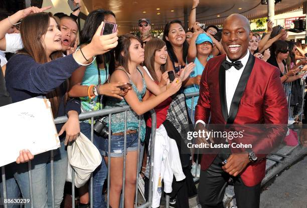 Actor/singer Tyrese Gibson arrives on the red carpet of the 2009 Los Angeles Film Festival's premiere of "Transformers: Revenge of the Fallen" held...