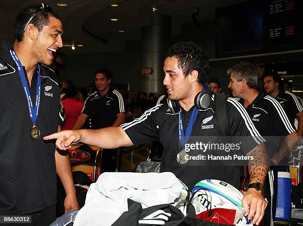 Trent Boswell-Wakefield and Frae Wilson of the New Zealand Under 20 team return home from the IRB Junior World Championship in Japan at Auckland...