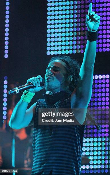 Ruben Albarran during the concert of the group Cafe Tacuba, celebrating 20 years of career at the Monumental Plaza on June 21, 2009 in Mexico City,...