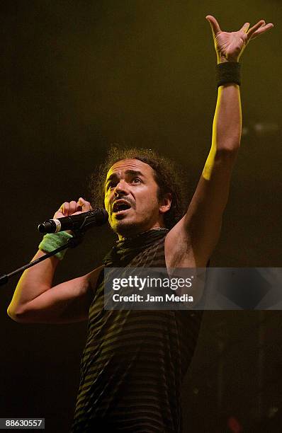 Ruben Albarran during the concert of the group Cafe Tacuba, celebrating 20 years of career at the Monumental Plaza on June 21, 2009 in Mexico City,...