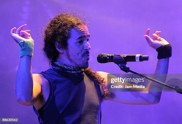 Ruben Albarran during the concert of the group Cafe Tacuba, celebrating 20 years of career at the Monumental Plaza on June 21, 2009 in Mexico City,...