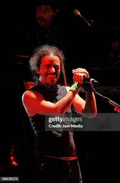 Ruben Albarran during the concert of the group Cafe Tacuba, celebrating 20 years of career at the Monumental Plaza on June 21, 2009 in Mexico City,...