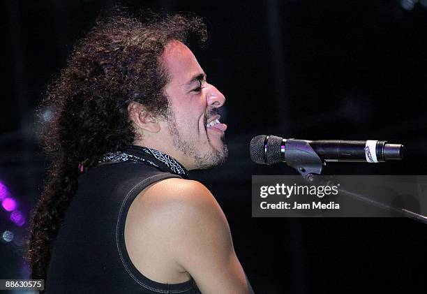 Ruben Albarran during the concert of the group Cafe Tacuba, celebrating 20 years of career at the Monumental Plaza on June 21, 2009 in Mexico City,...