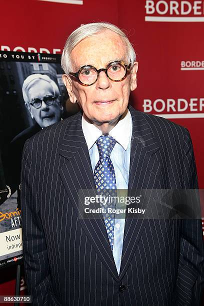 Author Dominick Dunne poses for a photo at "Dominick Dunne: After The Party" at Borders Books & Music, Columbus Circle on June 22, 2009 in New York...