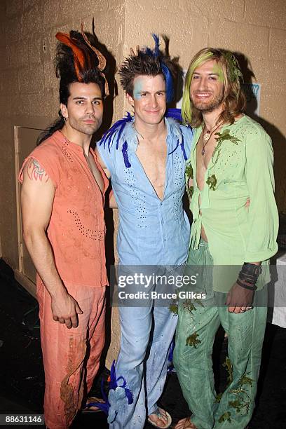 Steel Burkhardt, Gavin Creel and Bryce Ryness pose at "BROADWDAY BARES 19.0: CLICK IT!"on Broadway at Roseland on June 21, 2009 in New York City.