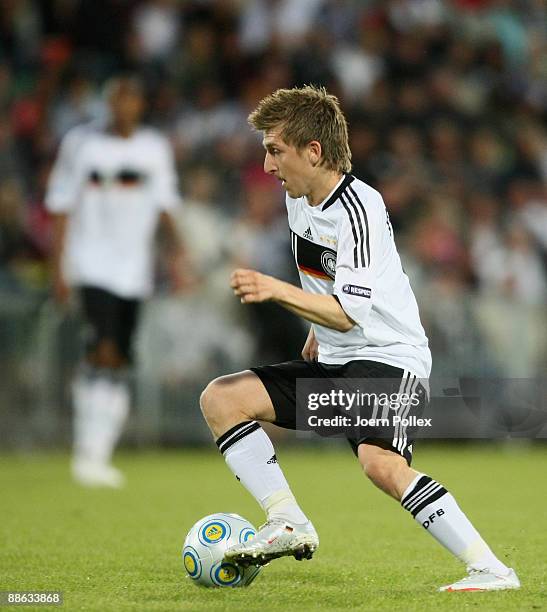 Marko Marin of Germany controls the ball during the UEFA U21 Championship Group B match between Germany and England at the Oerjans vall stadium on...