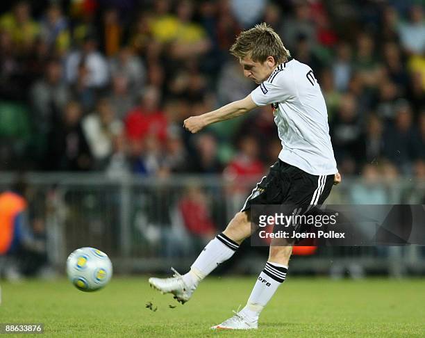 Marko Marin of Germany controls the ball during the UEFA U21 Championship Group B match between Germany and England at the Oerjans vall stadium on...