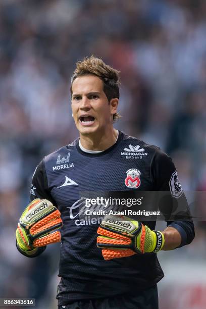 Sebastian Sosa, goalkeeper of Morelia, looks on during the semifinal second leg match between Monterrey and Morelia as part of the Torneo Apertura...