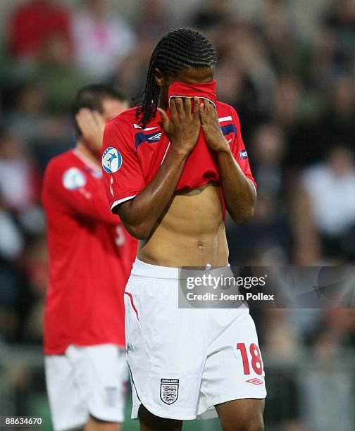 Michael Mancienne of England is seen during the UEFA U21 Championship Group B match between Germany and England at the Oerjans vall stadium on June...