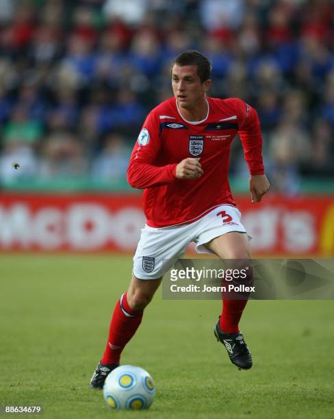 Andrew Taylor of England controls the ball during the UEFA U21 Championship Group B match between Germany and England at the Oerjans vall stadium on...