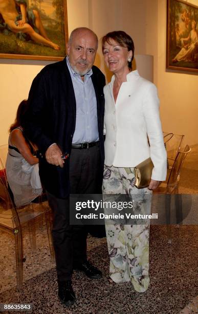 Elio Fiorucci and Claudia Bucellati attend Art and Fashion opening exhibition party during Milan Menswear Fashion Week Spring/Summer 2010 on June 21,...