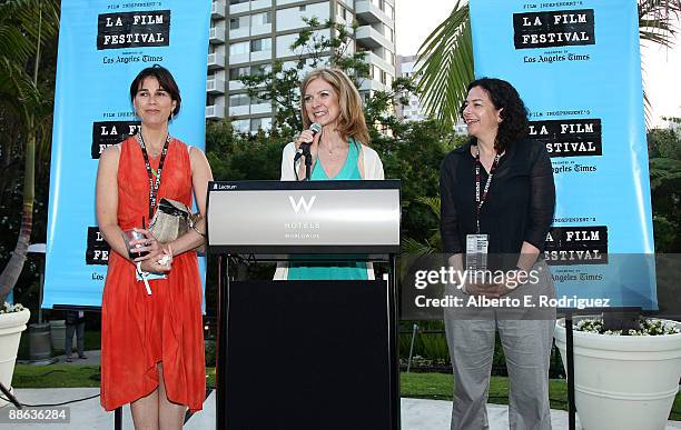 Festival director Rebecca Yeldham, The Film Independent's Dawn Hudson and festival program director Rachel Rosen attend the 2009 Los Angeles Film...