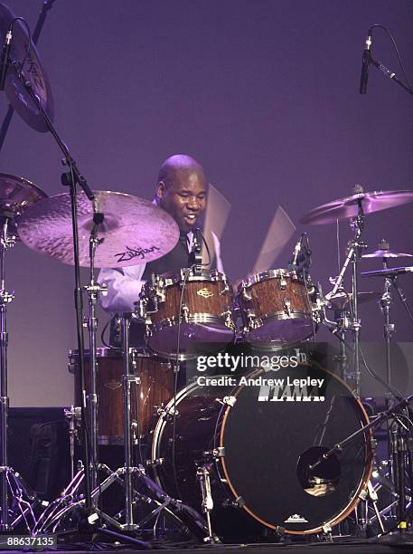 John Blackwell performs on stage at the Buddy Rich Memorial Concert at the Manhattan Center Hammerstein Ballroom on October 18th, 2008 in New York...