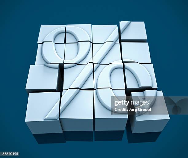 building blocks forming a percentage sign - plastic block stock illustrations