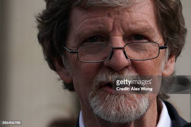 Cake artist Jack Phillips speaks to members of the media in front of the U.S. Supreme Court December 5, 2017 in Washington, DC. The Supreme Court...