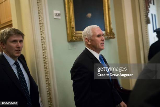 Chief of Staff to the Vice President Nick Ayers and Vice President Mike Pence arrive on Capitol Hill to meet with Senate Republicans, December 5,...