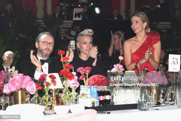 Alasdhair Willis, Pink and Annabelle Wallis during The Fashion Awards 2017 in partnership with Swarovski at Royal Albert Hall on December 4, 2017 in...