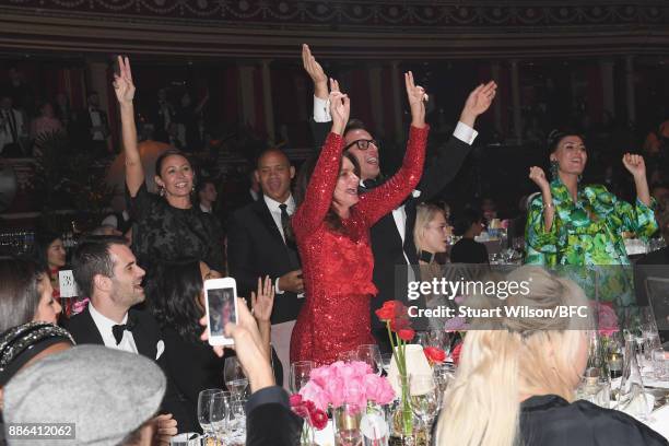 Caroline Rush, Natalie Massenet, Erik Torstensson and Giovanna Battaglia Engelbert during The Fashion Awards 2017 in partnership with Swarovski at...