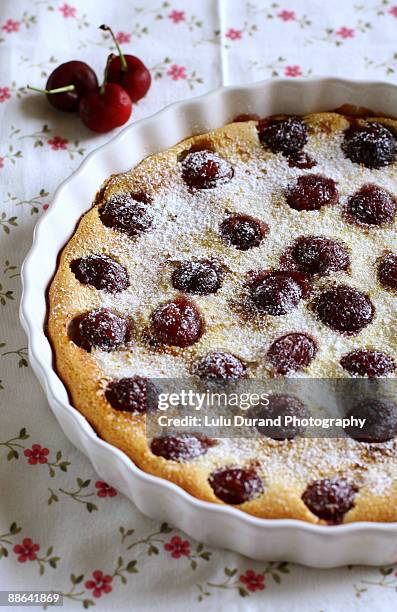 cherry clafoutis - clafoutis stock pictures, royalty-free photos & images
