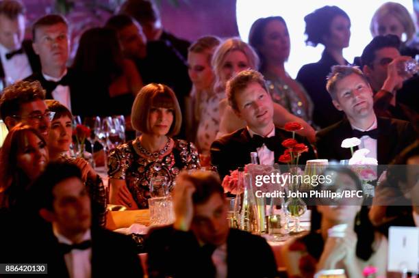 Joel McAndrew, Agyness Deyn, Anna Wintour, a guest and Christopher Bailey MBE during The Fashion Awards 2017 in partnership with Swarovski at Royal...