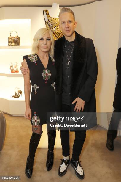 Donatella Versace and Jefferson Hack attend the launch of the new Versace Sloane Street store on December 5, 2017 in London, England.