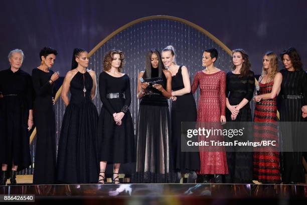 Marie Sophie Wilson, Farida Khelfa, Veronica Webb, Stephanie Seymour, Naomi Campbell, Eva Herzegova, Nadege du Bospertus, a guest and Yasmin Le Bon...