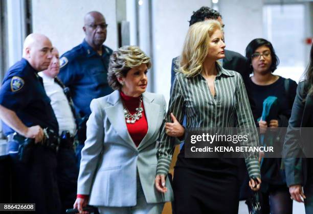 Summer Zervos, a former contestant on "The Apprentice" arrives with lawyer Gloria Allred at the New York County Criminal Court on December 5 in New...