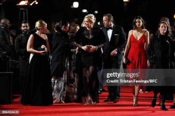 Nadja Swarovski, Rupert Adams and Lilah Parsons attend The Fashion Awards 2017 in partnership with Swarovski at Royal Albert Hall on December 4, 2017...