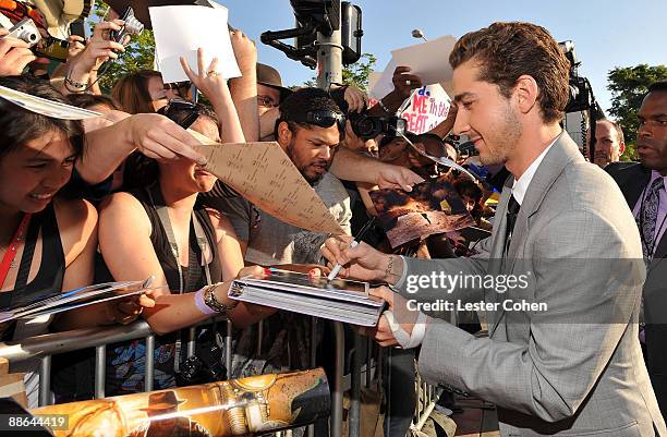 Actor Shia LaBeouf arrives on the red carpet of the 2009 Los Angeles Film Festival's premiere of "Transformers: Revenge of the Fallen" held at the...