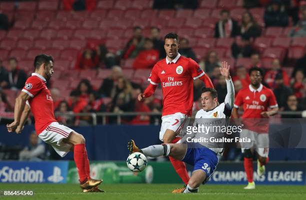 Fc Basel midfielder Taulant Xhaka from Albania in action during the UEFA Champions League match between SL Benfica and FC Basel at Estadio da Luz on...