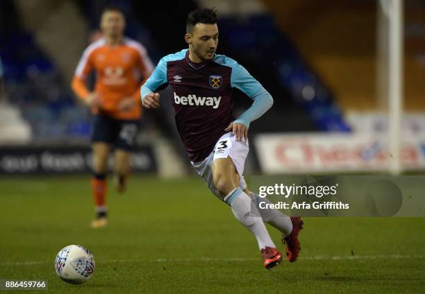 Sead Haksasbanovic of West Ham United in action during the Checkatrade Trophy Secound Round match between Luton Town and West Ham United U21 at...