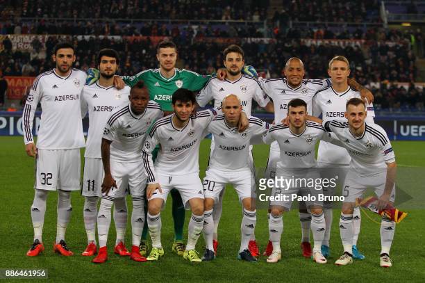 Qarabag FK team pose during the UEFA Champions League group C match between AS Roma and Qarabag FK at Stadio Olimpico on December 5, 2017 in Rome,...