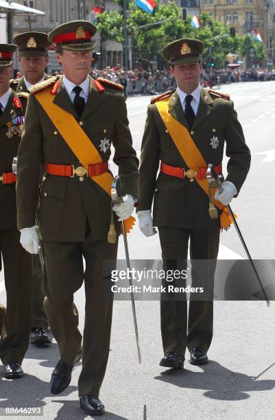 Grand Duke Henri and Prince Guillaume from Luxembourg assist the military Parade on National Day on June 23, 2009 in Luxembourg, Luxembourg.